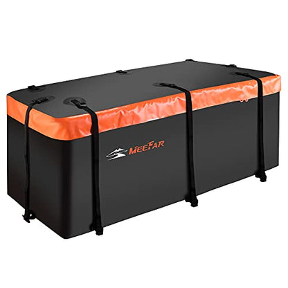 MeeFar Hitch Mount Cargo Carrier Bag Soft Shell 100% Waterproof 19.7 Cubic Feet (59" 24" 24") Include 8 Reinforced Straps for Truck Pickup All Vehicle with Steel Cargo Basket - size: 19 Cubic Feet
