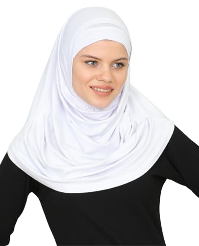 Prien Chic Ready To Wear Hijab For Women, Muslim Long Turban Undercap Set, Instant Scarf, Prayer Clothes For Girls, Abaya - color: White