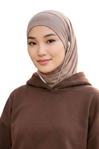 Aisha's Design Practical Cotton Bonnet with Built-In Neck Cover and Ear Access - color: Mink