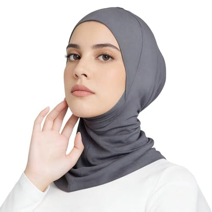 Yeieeo 4PCS Hijab Undercap for Women, No Slip Full Coverage Hijab Inner Cap, Soft Underscarf Breathable Headwear - color: Wt+bk+gy+ny
