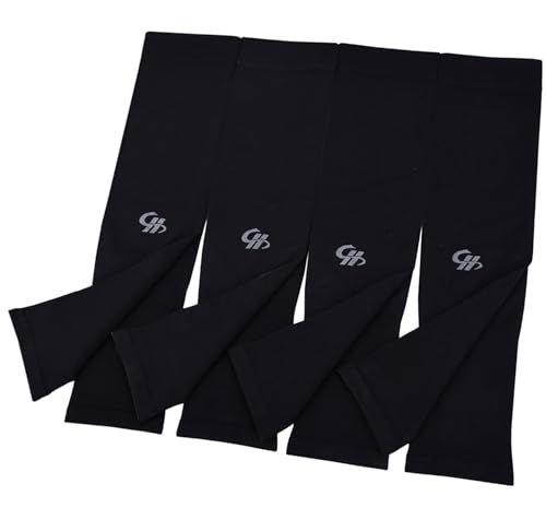 HOPESHINE Arm Sleeves UV Sun Protection Cooling UPF 50+ 4-Pairs for Men Women Cycling, Golf, Outdoor Sports - color: Black X4, size: S-XL
