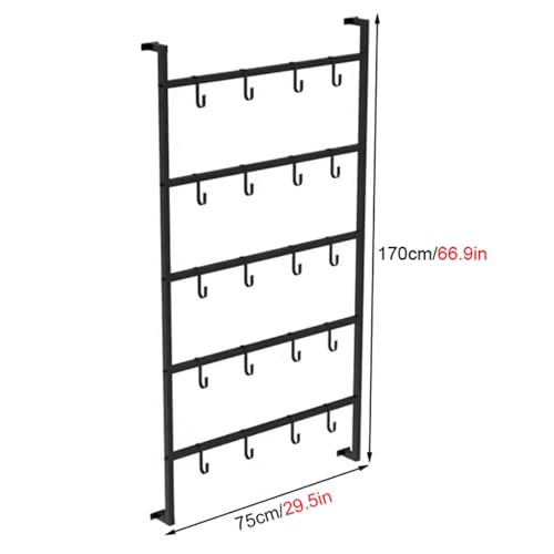 Commercial Retail Display Rack, Large Boxing Glove Dryer for Boxing Gym/Fitness Studio/Training Classroom, Black Powder Coated Storage Rack with Metal Hook,75x170cm/29.5x66.9 - size: 75x170cm/29.5x66.9