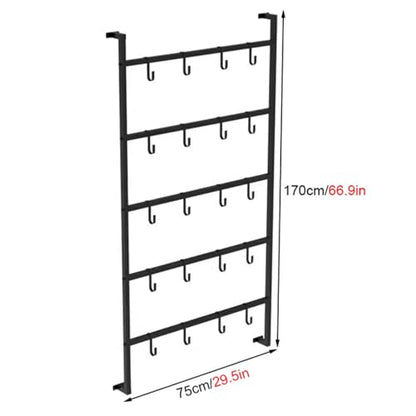 Commercial Retail Display Rack, Large Boxing Glove Dryer for Boxing Gym/Fitness Studio/Training Classroom, Black Powder Coated Storage Rack with Metal Hook,75x170cm/29.5x66.9 - size: 75x170cm/29.5x66.9