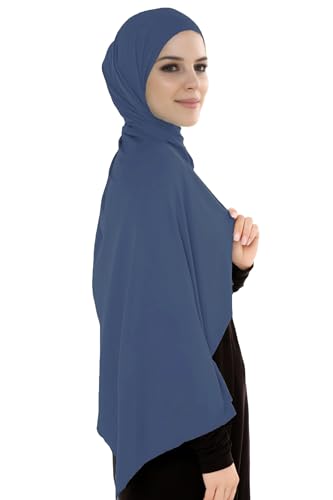 Lina & Lily Breathable Premium Modal Woven Hijab Head Scarf Shawl Wrap for Muslim Women Lightweight - color: Denim Blue