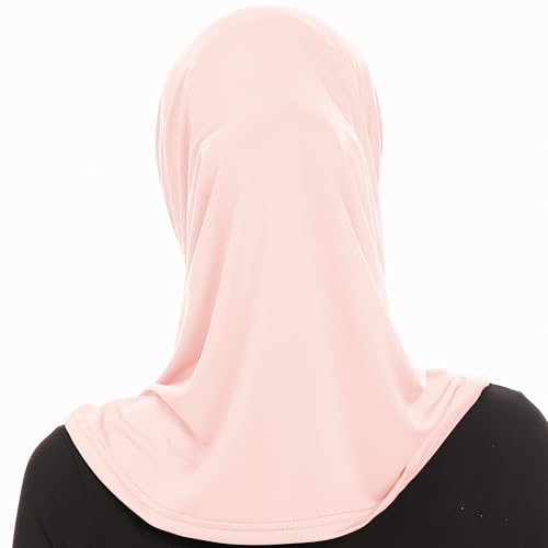 Plain Ready To Wear Amira Hijab for Women - Muslim Instant Amira Jersey Scarf – Soft Muslim One Piece Instant Hijab Headscarf - color: Pink