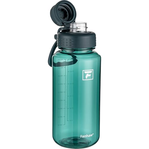 Fanhaw 32 oz Clear BPA-Free Tritan Water Bottle with Fast-Flow Spout Lid, BPA-Free & Leak-Proof Wide-Mouth Reusable Bottle for Gym, School & Office, Back to School Essentials (Dark Green) - color: Dark Green