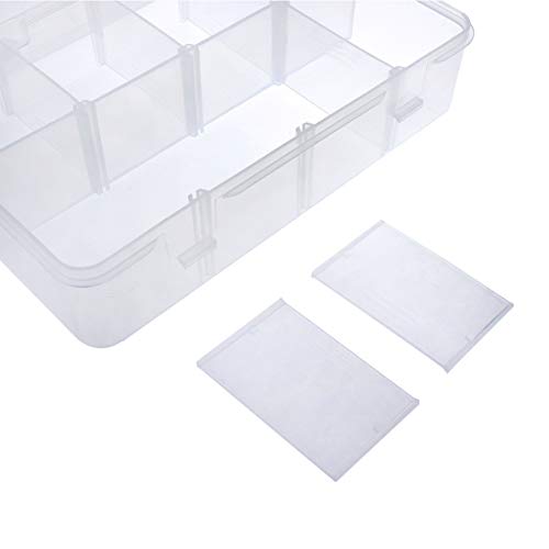 Xiaoyztan 8-Bin Clear Plastic Organizer with Adjustable Dividers 7.3x4.9in | 8-grid clear organizer with adjustable dividers for jewelry, beads, tackle, and crafts - size: 7.9x4.9x1.65 in