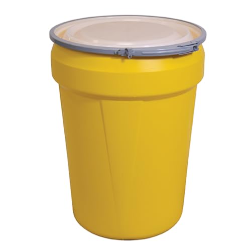 Eagle Plastic Drum, 30 Gallon Drum, DOT Compliant, Made in USA, Yellow | High-Density-Polyethylene Construction, Open Head Lab Pack Drum, Metal Lever-Lock Lid, Hazardous Material Storage, Transport - color: Yellow, size: 30 Gallon, style: Metal Lever-Lock