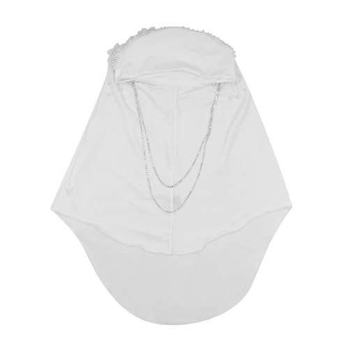 RARITYUS Women Bling Rhinestone Pearl Instant Scarf Muslim Hijab Fashion Shawl Head Wrap Turban Cap with Flower Accent - color: White