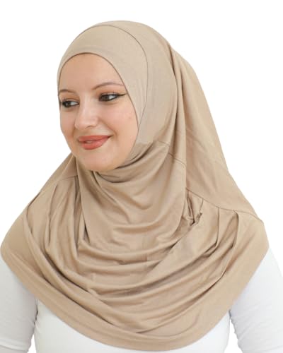 Prien Plain Ready To Wear Hijab for Women, Muslim Instant Turbans, Soft Jersey Scarf, Islamic Clothes, Long Hijabs, Abaya - color: Mink