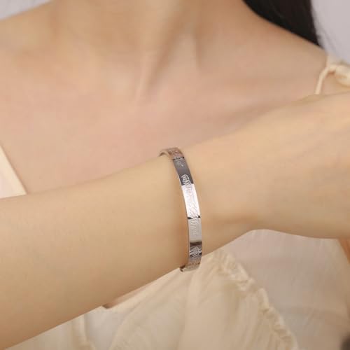 VASSAGO Islamic Gifts Ayatul Kursi Bracelet for Women Men Muslim Quran Allah Openable Bangles Ayatul Kursi Arabic Calligraphy Cuff Bracelet Islam Islamic Jewelry Eid Gifts - color: silver muslim bracelet