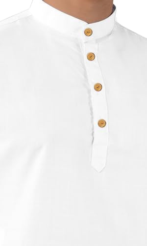 Chandrakala Men's Tunic Cotton Kurta Pajama Set Indian Casual Yoga Dress (MK101) - color: White-112, size: Medium