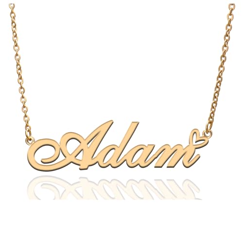 Custom Name Necklace Customized Personalized Plated Necklace for Mother Daughter Friendship Women Valentine's Day Christmas Birthday New Year Party - style: Adam Gold