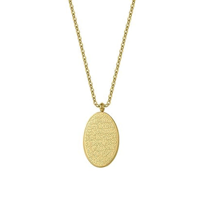 Ayatul Kursi Oval Necklace | Women Calligraphy Necklace Arabic Calligraphy Necklace Stainless steel 18K Gold Plated Pendant Gift - color: Rose gold, size: 18 inch