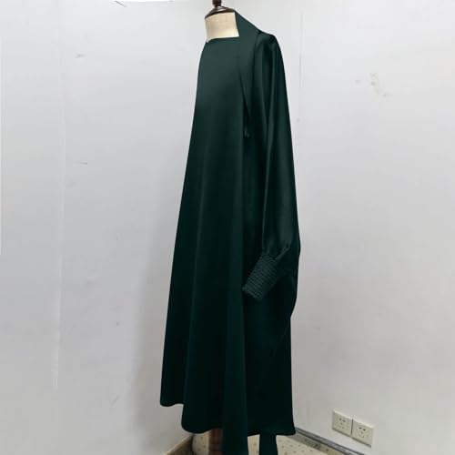 Lmdudan Girls Muslim Dress Hood Long Sleeve Prayer Dresses Robe Dubai Abaya 2026 Ramadan Kaftan Dress Kids 6-13 Years - color: Green, size: 10-11 Years