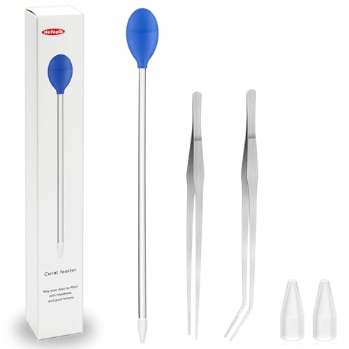 1 Pc 18.5 in Long Pipette with 2 Pc Stainless Steel Feeding Long Tweezers for Fish Tank Coral Food Feeder Long Syringe Aquarium Coral Feeding Tube for Marine Fish Reef Aquatic Plant - color: 1 Pc Feeder+2 Pcs Tweezers