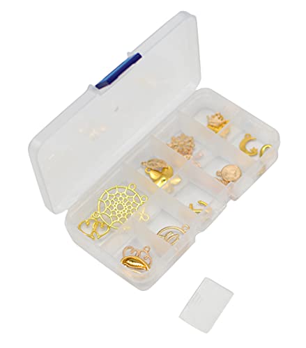 Yansanido 4 Pcs 10 Grids 5 Inch x 2.5 Inch Adjustable Small Removable Clear Plastic Jewelry Organizer Divider Storage Box Jewelry Earring Tool Containers (White (10-Grid) 4pcs)