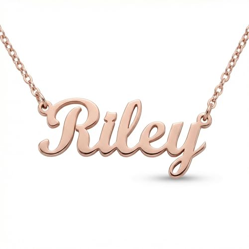 Personalized Custom Name Necklace, Custom Nameplate Pendant, Gift for her, Christmas, Mother's Day, Valentine's Day, Birthday - color: Rose Gold Vermeil