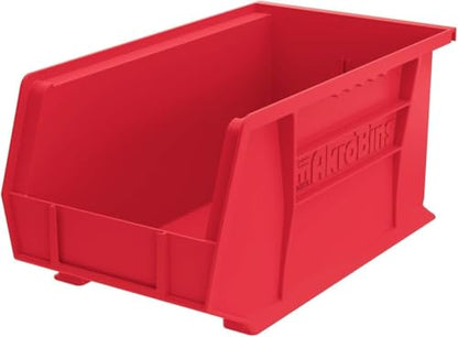 Akro-Mils 30240 AkroBins Plastic Storage Bins, 15"x8"x7", Red, 12-Pack - color: Red
