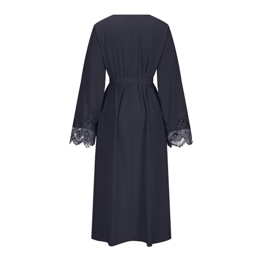Lmdudan Muslim Dresses - Ladies Robe Dress Islamic Abaya - Cotton Linen Dress - Stripe Conservative Prayer Clothes - color: 🔥2024 Amazon Essentials🔥-3*black, size: X-Large