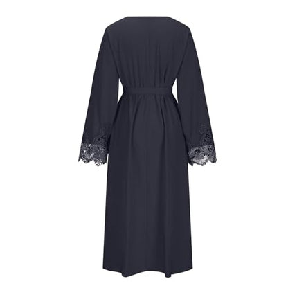 Lmdudan Muslim Dresses - Ladies Robe Dress Islamic Abaya - Cotton Linen Dress - Stripe Conservative Prayer Clothes - color: 🔥2024 Amazon Essentials🔥-3*black, size: X-Large