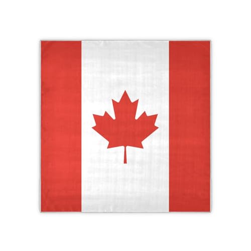 Bandana Square Head Scarf for Women Satin Hair Wrap Fashion Headband 27" - color: Flag of Canada