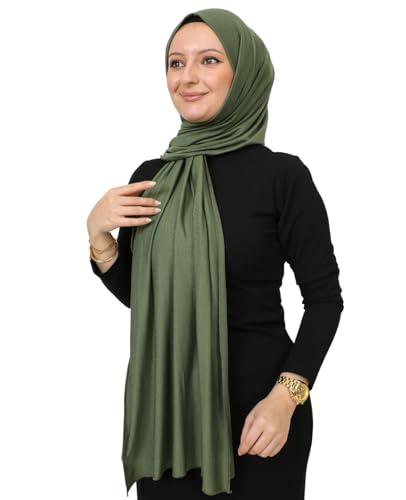 Prien Hijab for Women Viscose Scarf Lightweight Muslim Hijabs Long Shawl Islamic Scarves Turkey Silk Headscarf for Womens - color: Khaki