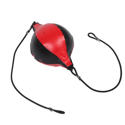 Holibanna Double End Boxing Ball Hanging Speedball for Boxing Reaction Training Red Black PU Leather Punching Bag and Reflex Exercises