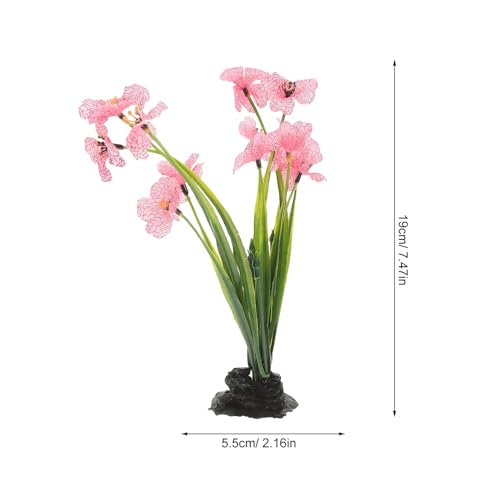 UPKOCH Pink Artificial Aquarium Plants with Black Bases, 2 Pack | Fish Tank Plant Decor, Floral Accents for Aquarium Layouts, Themed Tanks and Decorative Displays