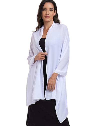 Chiffon Shawl and Wraps for Women Warm Scarves Wedding Evening Bridal Scarfs Pashmina Shawls - color: White