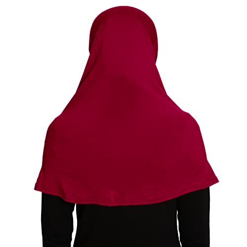 TheHijabStore.com Women's 2 Piece Amira Jersey Hijab - Soft Modal Stretch Head Scarf with Tube Under Scarf Cap - color: Maroon