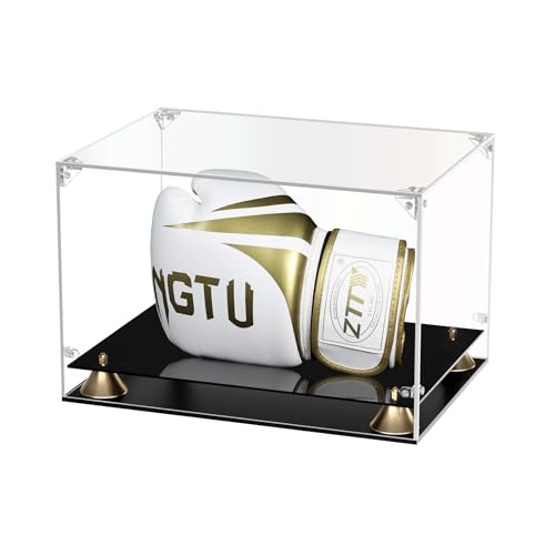 KOLIPI Boxing Glove Display Case, Clear Acrylic Display Case with Double Layer Base for Full Size Boxing Glove, Self-Assembly Showcase Protector for Signed Memorabilia - size: Boxing Glove Case, 13x9x9 inches