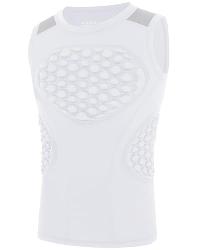 Blueleaf Youth Baseball Chest Protector Padded Compression Sleeveless Shirt Rib Heart Sternum Guard Softball Football - color: White with Gray, size: X-Large