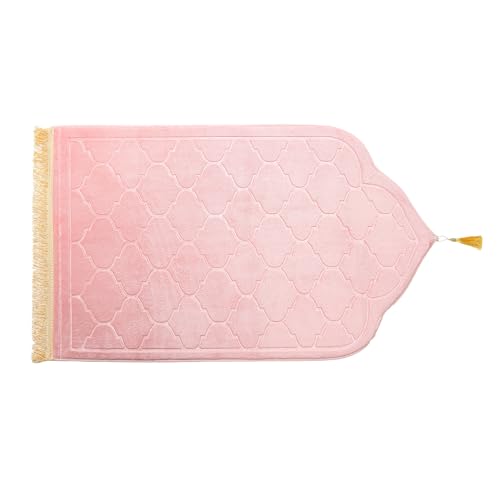JE JOUE Prayer Rug Muslim Mat Islamic - Thickening Sponge Muslim Rug for Men Women Eid Travel Ramadan, Soft Luxury Great for Knees and Forehead （Pink） - color: Pink
