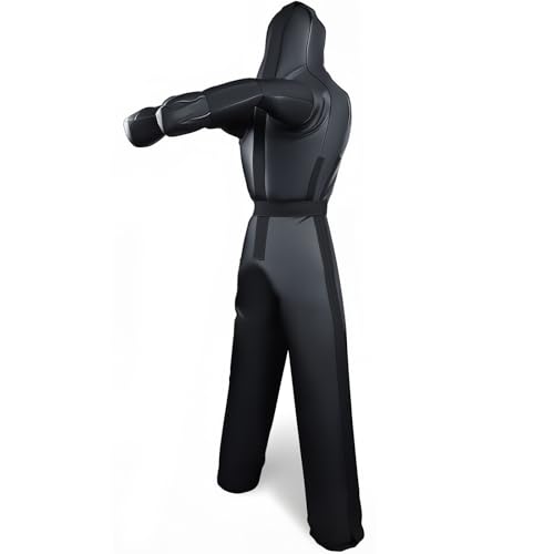 6FT Wrestling Dummy Grappling Dummy, Unfilled Hollow Design, Anti Burst Black Space Leather, MMA BJJ Training Equipment for Adults, Heavy Duty Martial Arts Practice Partner