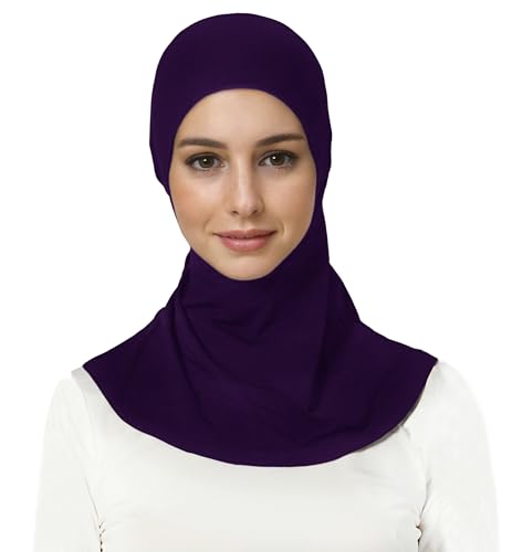 Lina & Lily Jersey Tie Back Hijab Underscarf with Neck Cover Full Coverage for Muslim Women - color: Dark Purple