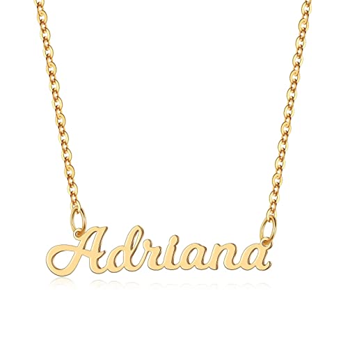 Ursteel Custom Name Necklace Personalized, 14K Gold Plated Personalized Name Necklace Dainty Name Plate Necklace Jewelry Personalized Gifts for Women - style: Adriana