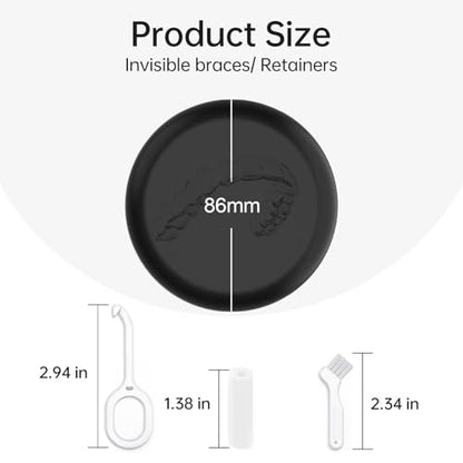 Slim Retainer Case Compatible With Invisalign, Cute Aligner Case With Silicone Pad, Mouth Guard With Removal Tool, Chewy and Brush - Black - color: Black