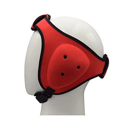 MRX MMA Ear Guards Kick Boxing Ju Jitsu Cage Wrestling Ear Protection Headgear with Adjustable Straps for Safe Head & Ear - color: Red