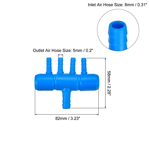 uxcell 2Pcs 8mm to 5.5mm 4 Ways Air Line Tubing Splitter Connector Fish Tank Oxygen Pipe Air Tubing Adapter for Aquarium, Blue - style: 4 Ways