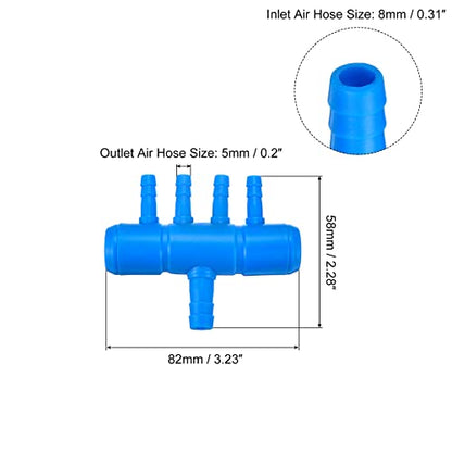 uxcell 2Pcs 8mm to 5.5mm 4 Ways Air Line Tubing Splitter Connector Fish Tank Oxygen Pipe Air Tubing Adapter for Aquarium, Blue - style: 4 Ways