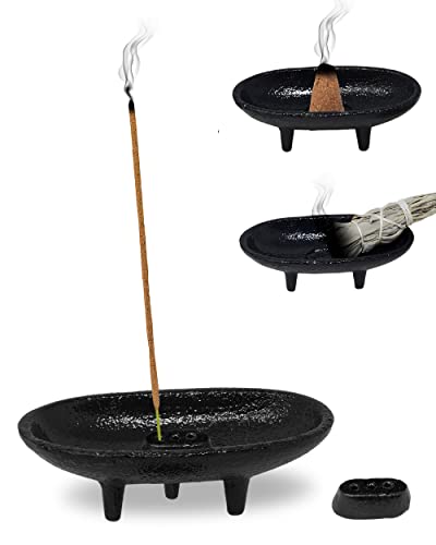 Cast Iron Incense Burner 4" L 2" H, Ideal for smudging, Incense Burning, Ritual Purpose, Decoration etc. (4" L)