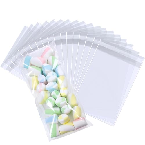 PigPotParty 4x9 in Long Clear Cellophane Treat Bags, Self-Sealing, 100 Pcs - color: 4"x9" (100pcs)