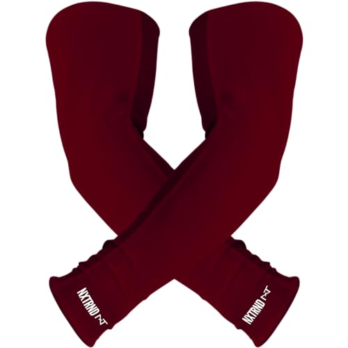 1 Pair Nxtrnd Compression Arm Sleeves for Men, Breathable Football, Basketball, Baseball Accessory, Adult & Kids - color: Maroon, size: Medium