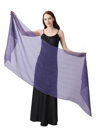 Women's Sheer Chiffon Shawl Wrap Scarf With Silver Thread,Lightweight Sparkling Rhinestone Versatile Hijab Stole - color: Purple