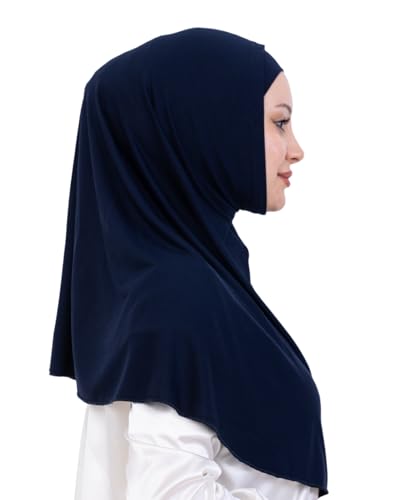 Prien Instant Hijab For Women, Muslim Long Scarf, Undercap Turban Set, Turkish Islamic Clothing, Prayer Clothes For Abaya - color: Navy Blue