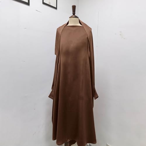 Lmdudan Girls Muslim Dress Hood Long Sleeve Prayer Dresses Robe Dubai Abaya 2026 Ramadan Kaftan Dress Kids 6-13 Years - color: Coffee, size: 6-7 Years