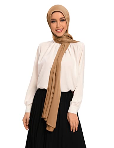 Txmout Premium Jersey Hijabs for Women - Cotton Muslim Scarfs - color: Camel