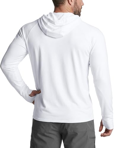 CQR Men's UPF 50+ Sun Protection Long Sleeve Quick Dry Athletic Shirts, Stretch Running Workout Hiking T-Shirts - color: Hoodie White, size: 3X-Large