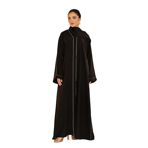 Elegant Modern Abaya for Women – Lightweight, Flowy, Soft and Perfect for Every Occasion - color: Wahj - Black, size: Small
